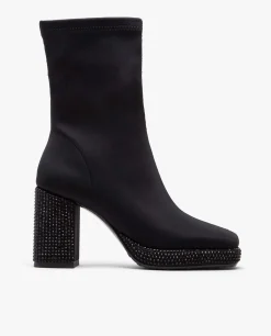 Clearance Cuplé Botin Plfma Strass Licra Strech Negro