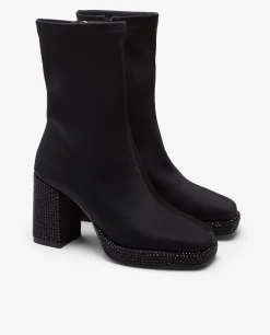 Clearance Cuplé Botin Plfma Strass Licra Strech Negro