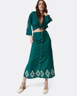 Cuplé Camisa Con Nudo Lino Verde