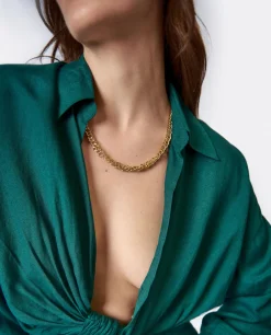 Cuplé Camisa Con Nudo Lino Verde