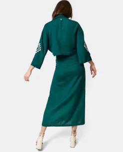 Cuplé Camisa Con Nudo Lino Verde