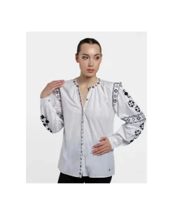 Outlet Cuplé Camisa Mangas Bordadas Algodon Blanco