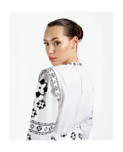 Outlet Cuplé Camisa Mangas Bordadas Algodon Blanco
