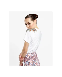 New Cuplé Camiseta Hombros Bordados Punto Blanco