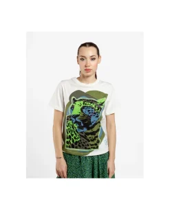 Cuplé Camiseta Leopardo Algodon Blanco