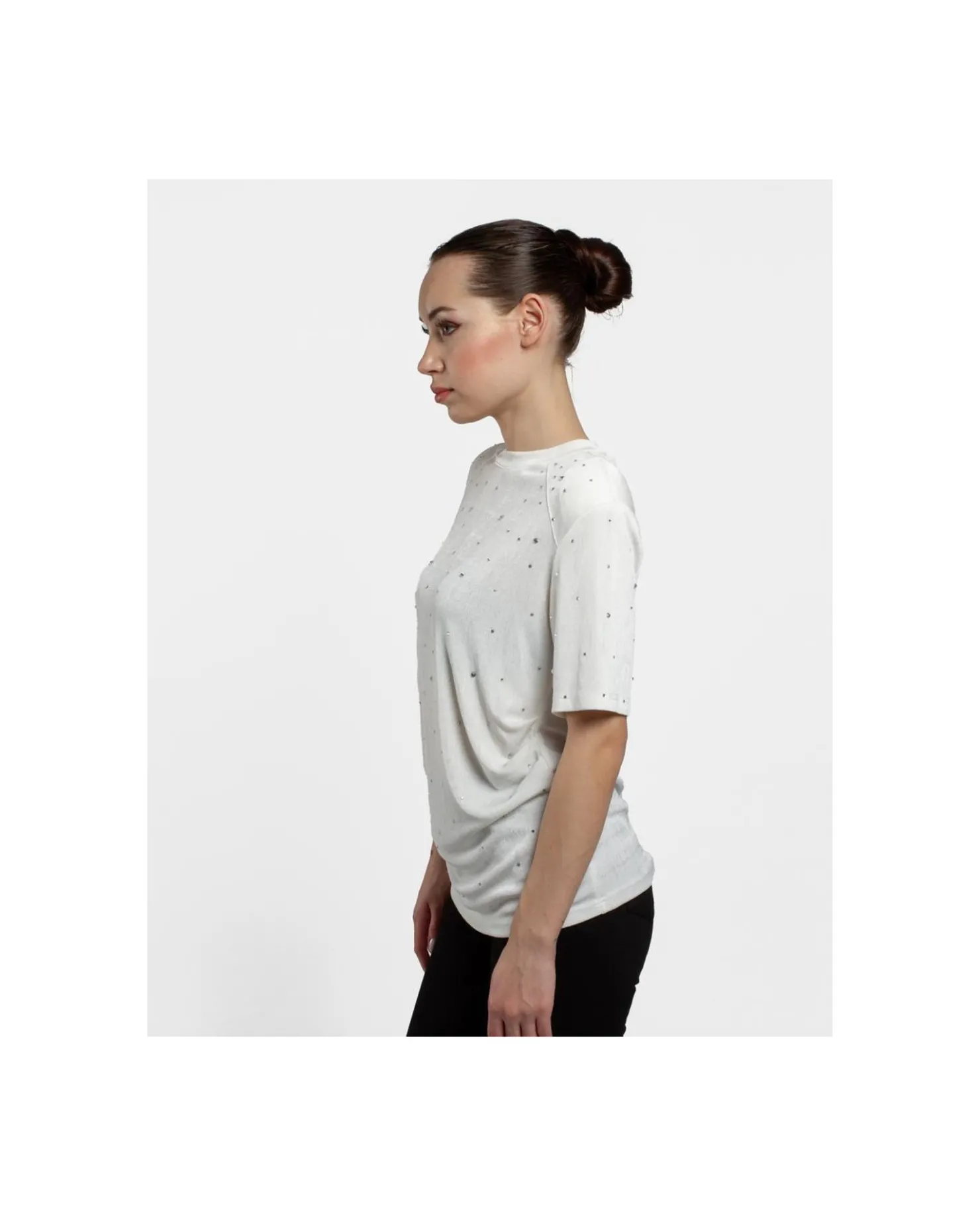 Cuplé Camiseta Strass Punto Blanco