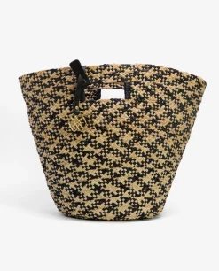 Online Cuplé Capazo Asa Cuadrada Rafia Negro/ Beige