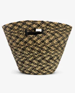 Online Cuplé Capazo Asa Cuadrada Rafia Negro/ Beige