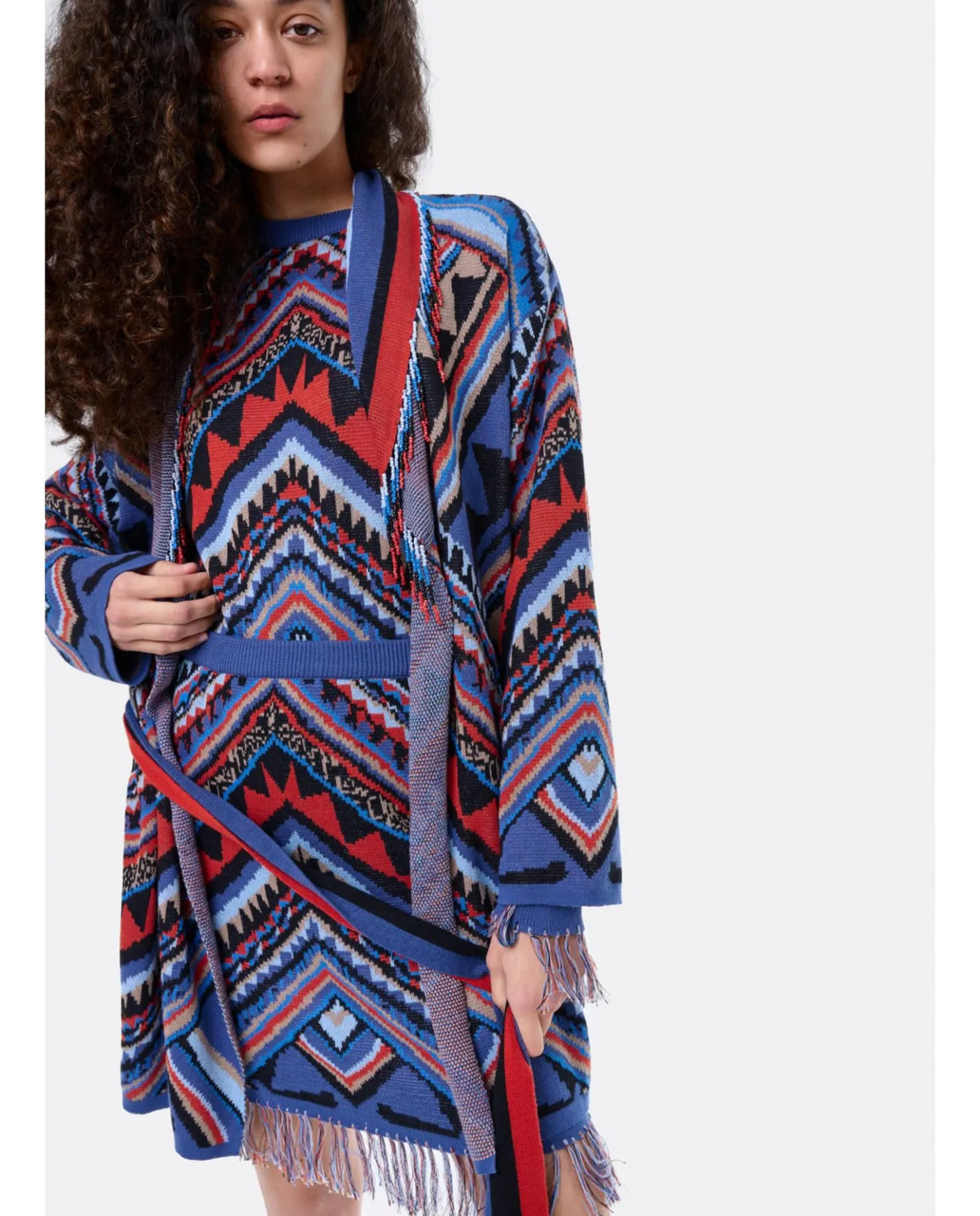 Discount Cuplé Cardigan Etnico Punto Tricot Multicolor
