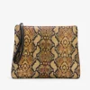 Clearance Cuplé Cartera Mano Mediana Serpiente Mostaza