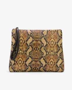 Clearance Cuplé Cartera Mano Mediana Serpiente Mostaza