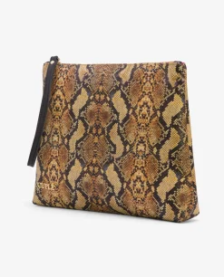 Clearance Cuplé Cartera Mano Mediana Serpiente Mostaza