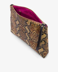 Clearance Cuplé Cartera Mano Mediana Serpiente Mostaza