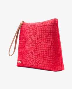 Cuplé Cartera Mano Mediana Serraje Coco Rojo