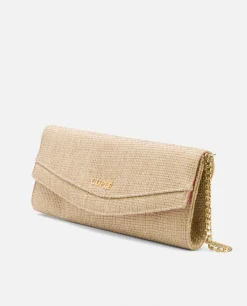 Cuplé Cartera Mano Solapa Textil Beig