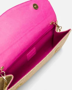 Cuplé Cartera Mano Solapa Textil Beig