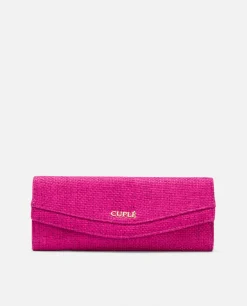 Best Cuplé Cartera Mano Solapa Textil Fucsia