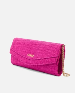 Best Cuplé Cartera Mano Solapa Textil Fucsia