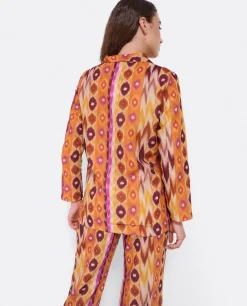 Discount Cuplé Chaqueta Cruzada Tejido Estampado Etnico