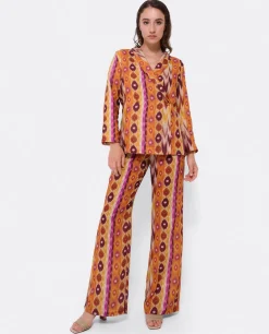 Discount Cuplé Chaqueta Cruzada Tejido Estampado Etnico