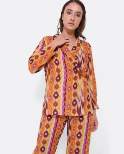 Discount Cuplé Chaqueta Cruzada Tejido Estampado Etnico