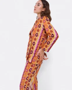 Discount Cuplé Chaqueta Cruzada Tejido Estampado Etnico