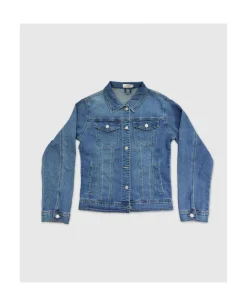 Clearance Cuplé Chaqueta Flores Denim Azul