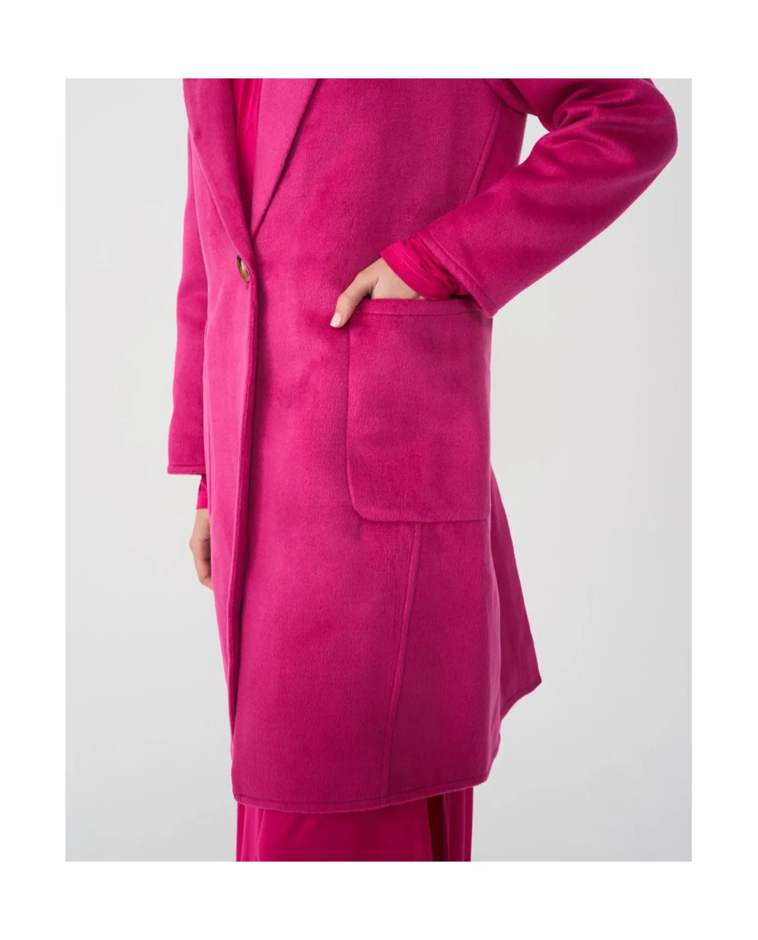 Outlet Cuplé Chaqueta Larga Pano Fucsia