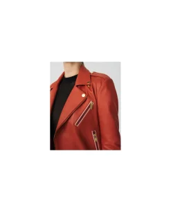 New Cuplé Chaqueta Motera Napa Naranja