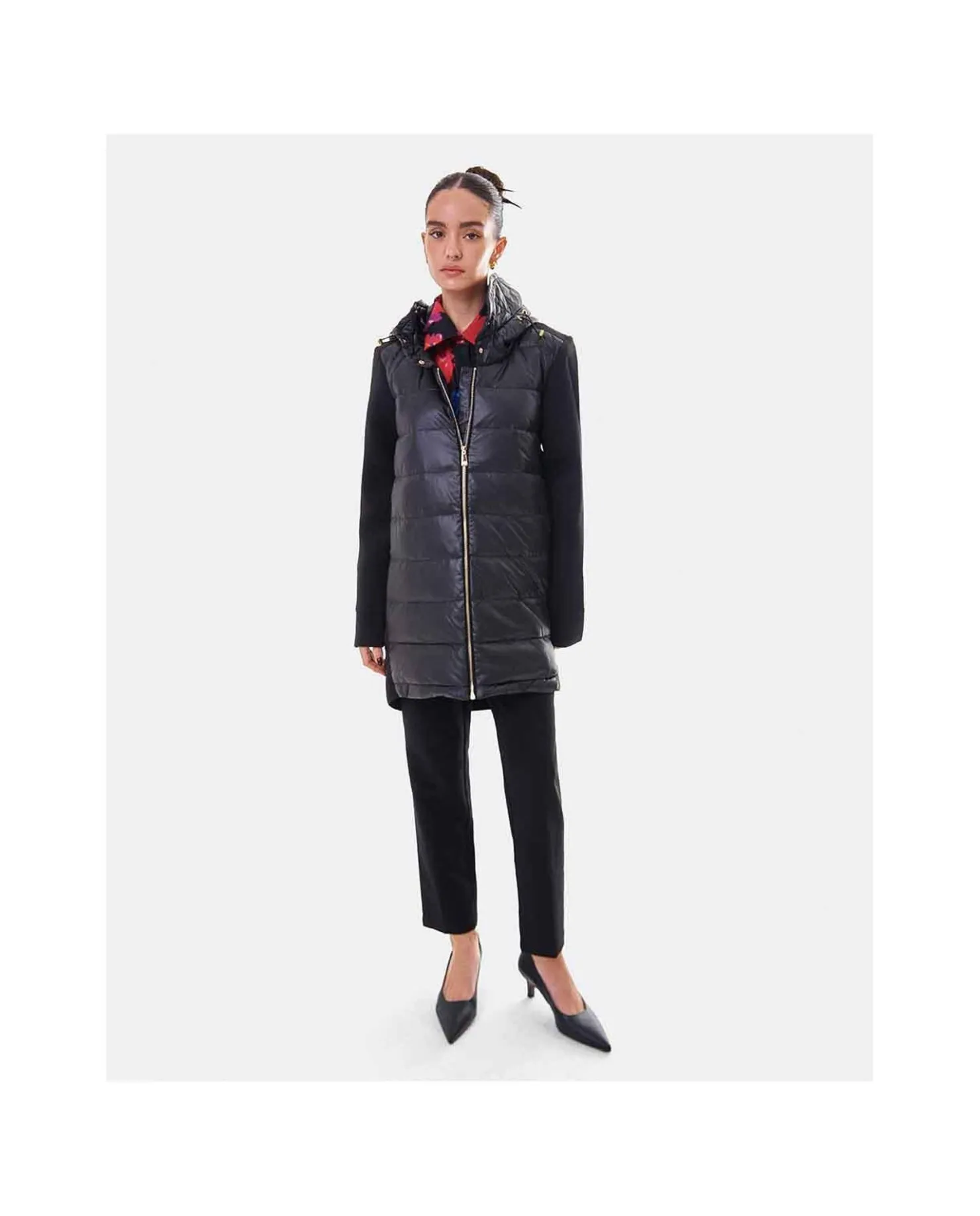 Outlet Cuplé Chaqueta Neopreno Larga Neopreno Negro