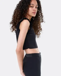 Best Cuplé Crop Top Volante Neopreno Negro