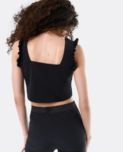 Best Cuplé Crop Top Volante Neopreno Negro