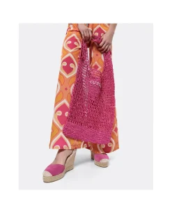 Sale Cuplé Cuna Yute Con Cintas Serraje Fucsia