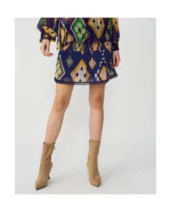Cuplé Falda Cintura Fruncida Textil Geometrico Azul