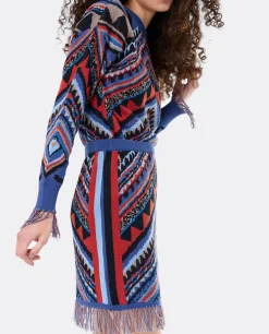 New Cuplé Falda Etnica Punto Tricot Multicolor
