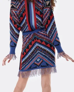 New Cuplé Falda Etnica Punto Tricot Multicolor