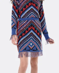 New Cuplé Falda Etnica Punto Tricot Multicolor