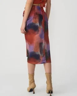 Outlet Cuplé Falda Lazo Delantero Midi Sedin Estampado Acuarela