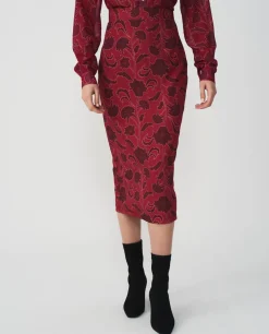Online Cuplé Falda Tubo Largo Midi Sedin Estampado Flor Cool