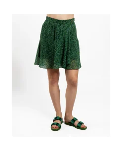 Hot Cuplé Falda Volantes Gasa Leopardo Verde