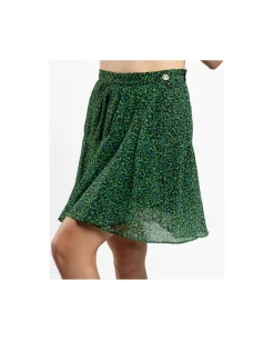 Hot Cuplé Falda Volantes Gasa Leopardo Verde