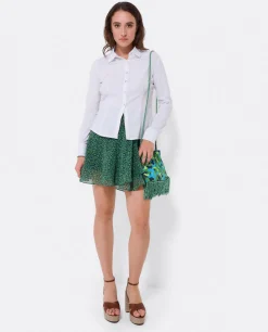 Hot Cuplé Falda Volantes Gasa Leopardo Verde