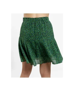 Hot Cuplé Falda Volantes Gasa Leopardo Verde