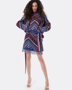 Discount Cuplé Jersey Etnico Flecos Punto Tricot Multicolor