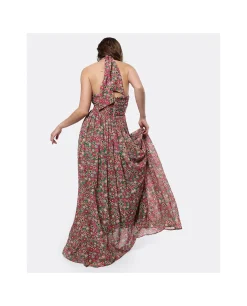 Sale Cuplé Maxi Vestido Aberturas Gasa Estampado Flores Liber