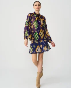 Hot Cuplé Maxiblusa Romantica Gasa Geometrico Azul