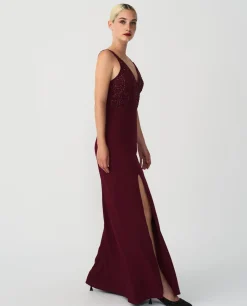 Outlet Cuplé Maxivestido Tirantes Gasa Burdeos