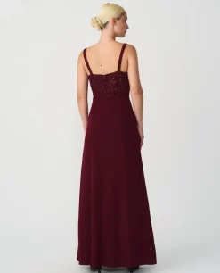 Outlet Cuplé Maxivestido Tirantes Gasa Burdeos