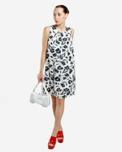 Sale Cuplé Mini Vestido Escote Pliegues Viscosa Estampado Flo