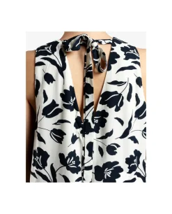 Sale Cuplé Mini Vestido Escote Pliegues Viscosa Estampado Flo